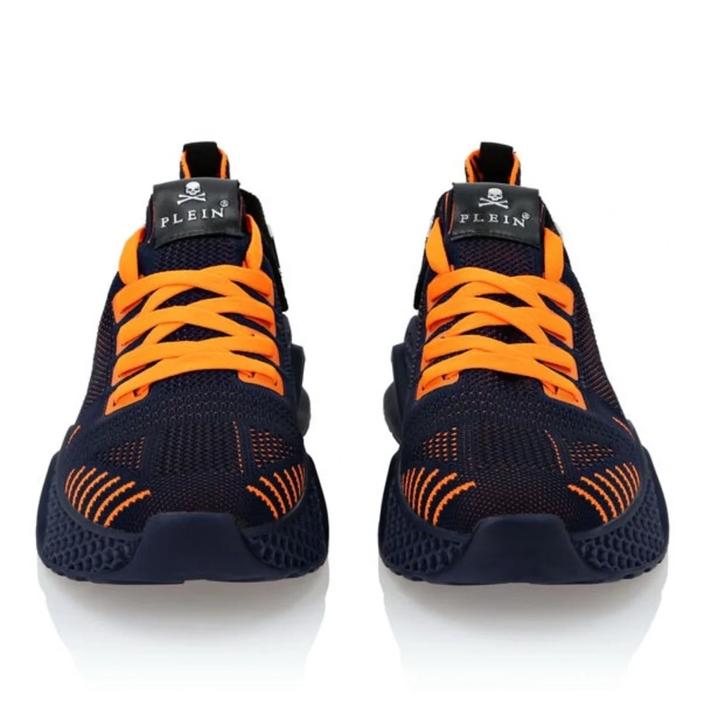 Philipp Plein Runner Iconic Navy Orange Techno Mesh Sneakers - Picture 3 of 12